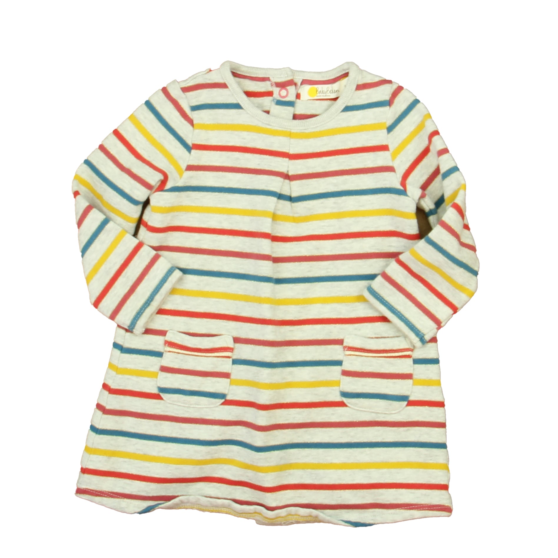 Boden Girls Gray Stripe Dress Size: 6-12 Months Gray Stripe