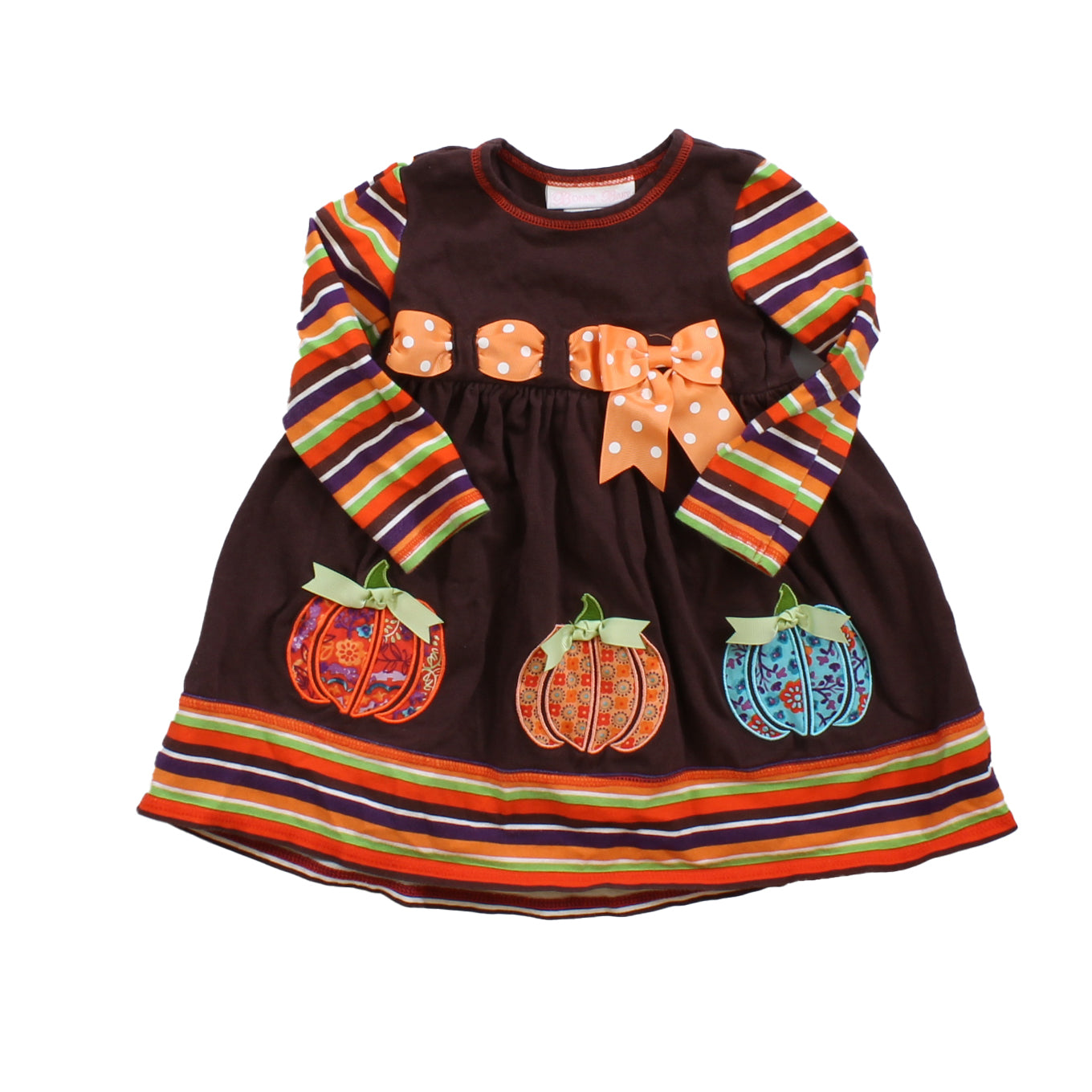 Bonnie Baby Girls Brown | Orange Dress Size: 18 Months Brown | Orange