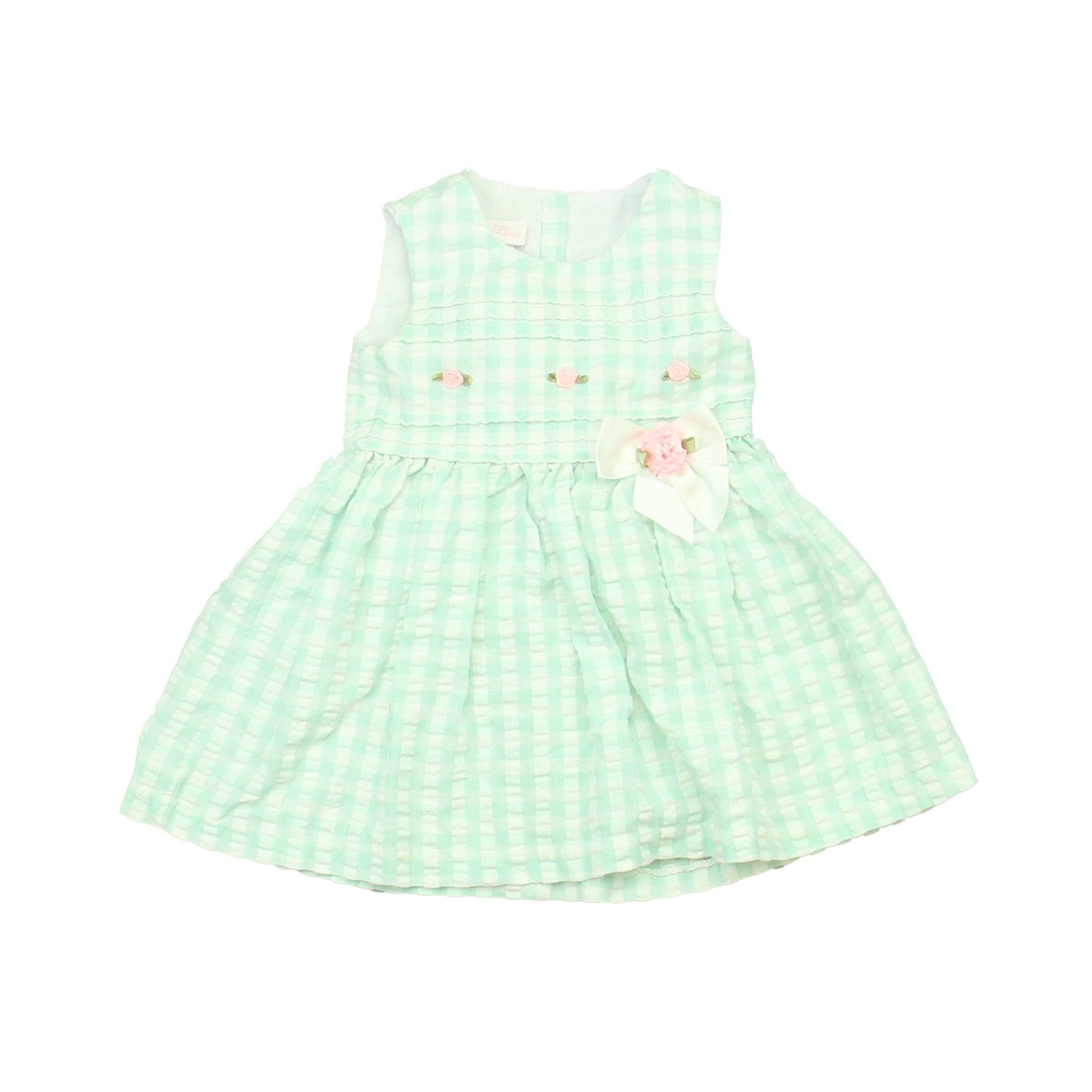 Bonnie Baby Girls Green | White Dress Size: 18 Months Green | White