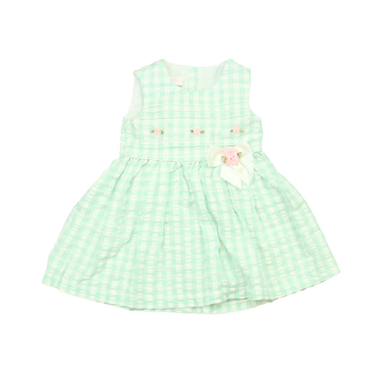 Bonnie Baby Girls Green | White Dress Size: 18 Months Green | White