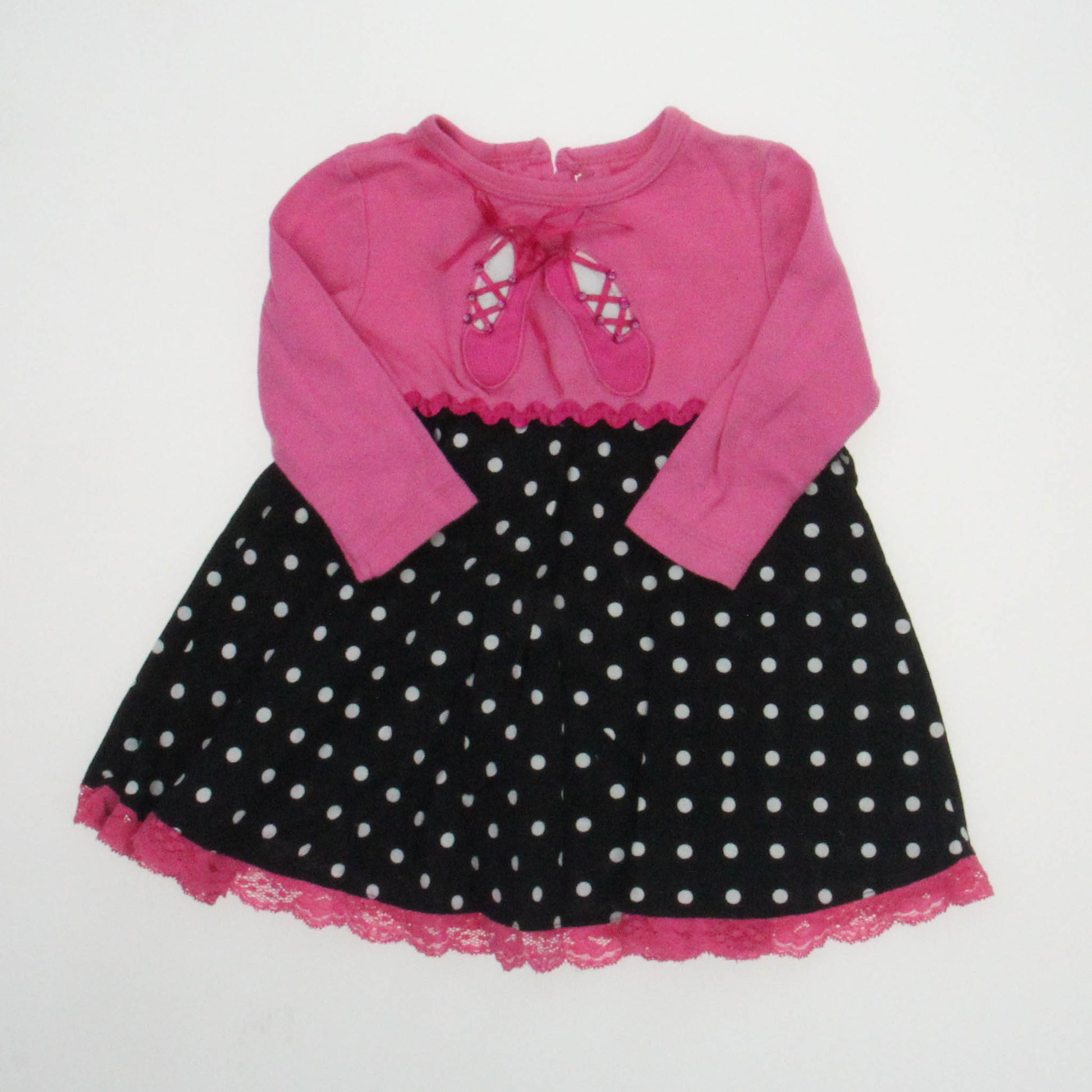 Bonnie Baby Girls Pink | Black Dress Size: 18 Months Pink | Black