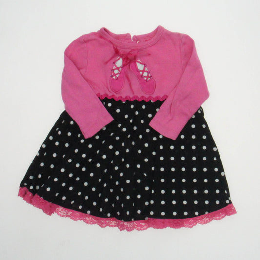 Bonnie Baby Girls Pink | Black Dress Size: 18 Months Pink | Black