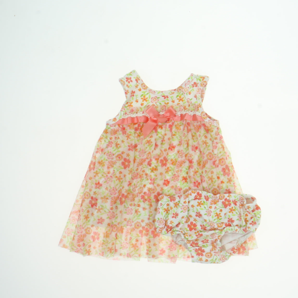 Bonnie Baby Girls Pink Floral Dress Size: 6-9 Months Pink Floral