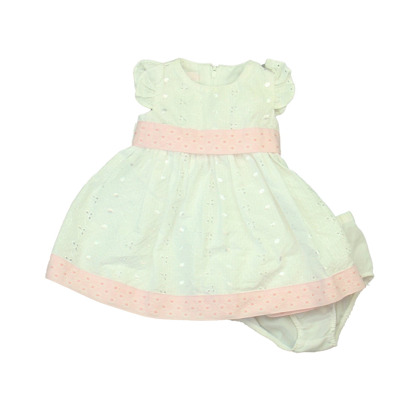 Bonnie Baby Girls White | Pink Dress Size: 6-9 Months White | Pink