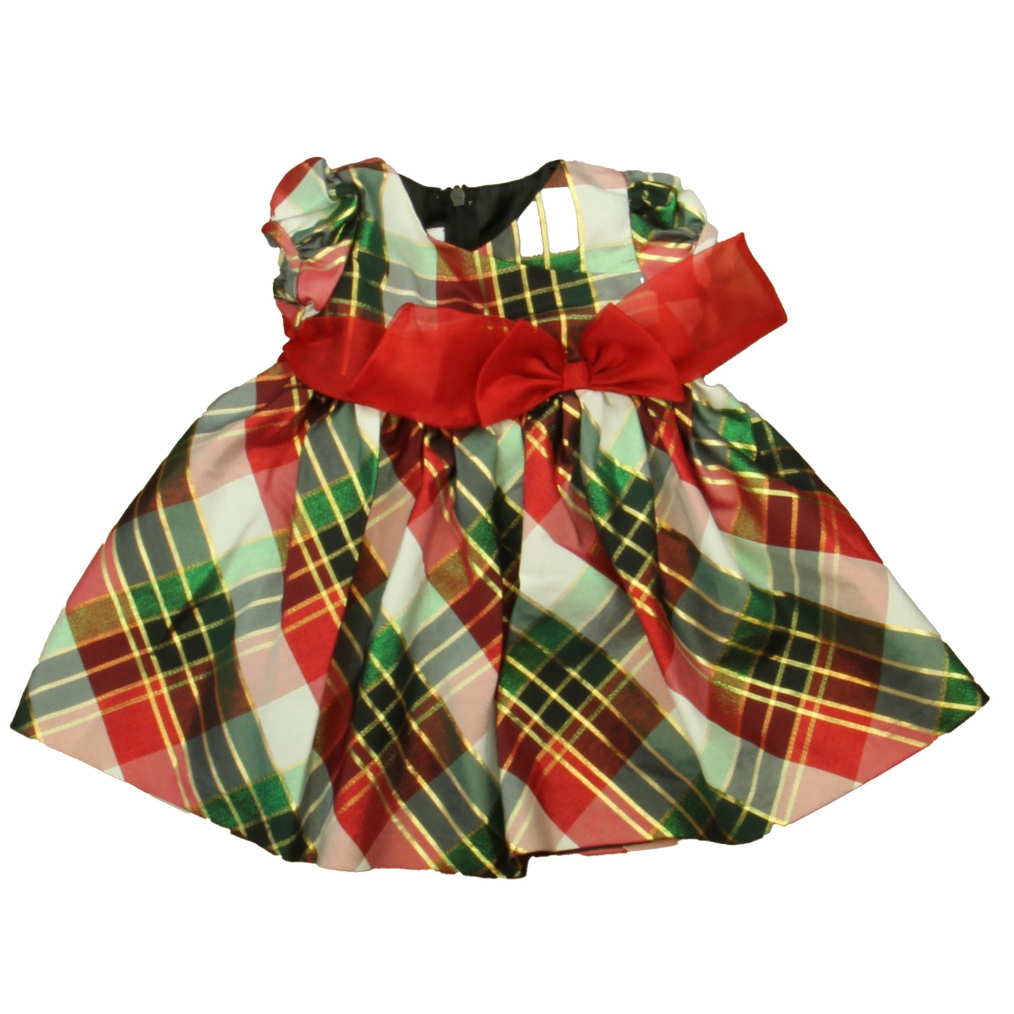 Bonnie Jean Girls Red | White | Green Plaid Special Occasion Dress Size: 12 Months Red | White | Green Plaid