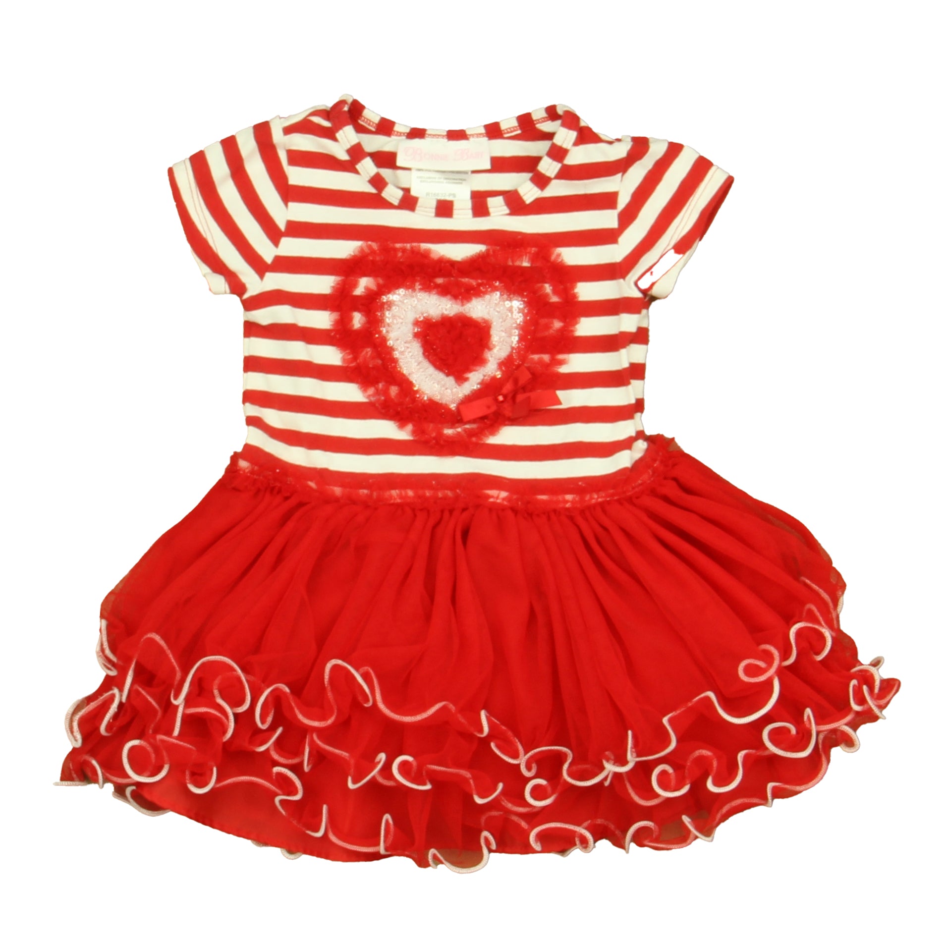 Bonnie Jean Girls Red | White Heart Dress Size: 12 Months Red | White Heart