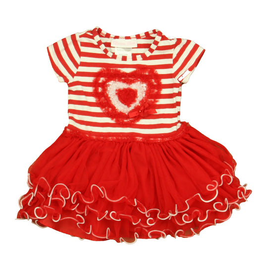 Bonnie Jean Girls Red | White Heart Dress Size: 12 Months Red | White Heart