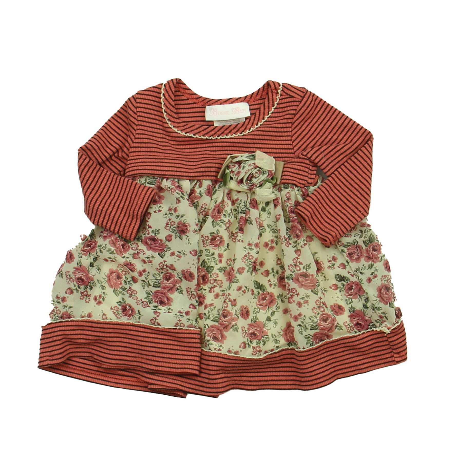 Bonnie Jean Girls Pink Floral Dress Size: 3-6 Months Pink Floral