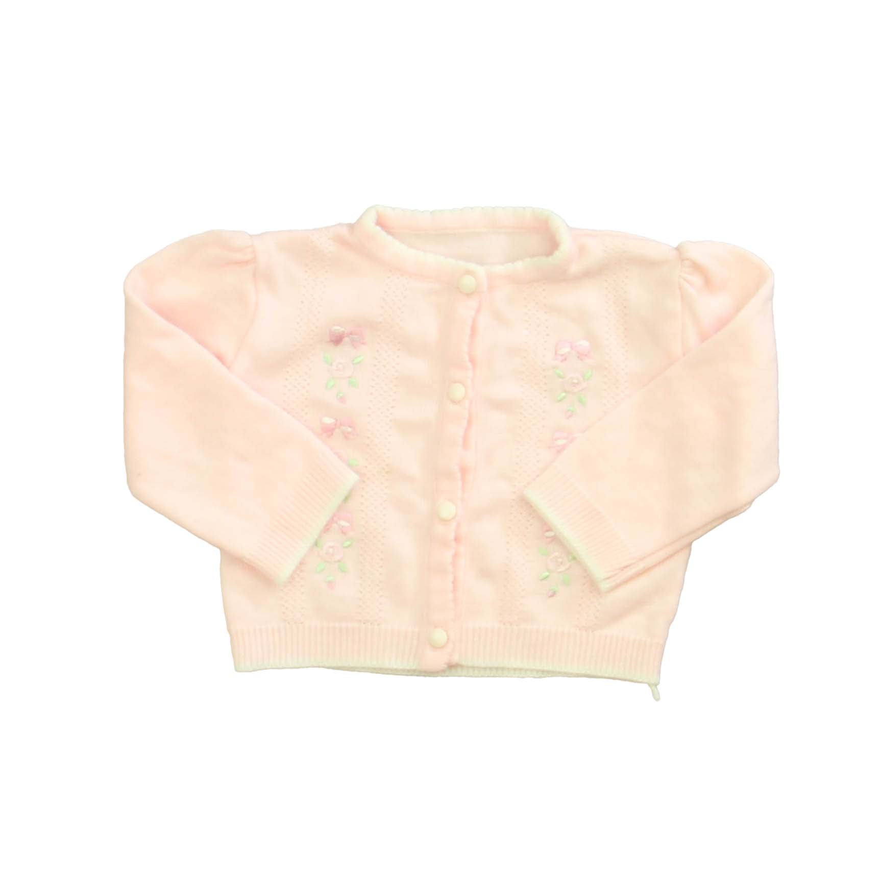 Brand Unknown Girls Pink | Floral | knit Cardigan Size: 18 Months Pink | Floral | knit