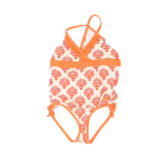 Cabanalife Girls Orange | Ivory 1-piece Swimsuit Size: 12-18 Months Orange | Ivory