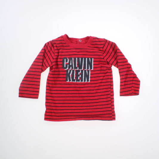 Calvin Klein Boys Red | Black | Striped Long Sleeve T-Shirt Size: 12 Months Red | Black | Striped