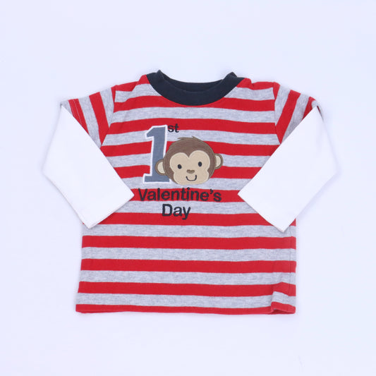 Carter's Boys Red | Gray Long Sleeve T-Shirt Size: 9 Months Red | Gray