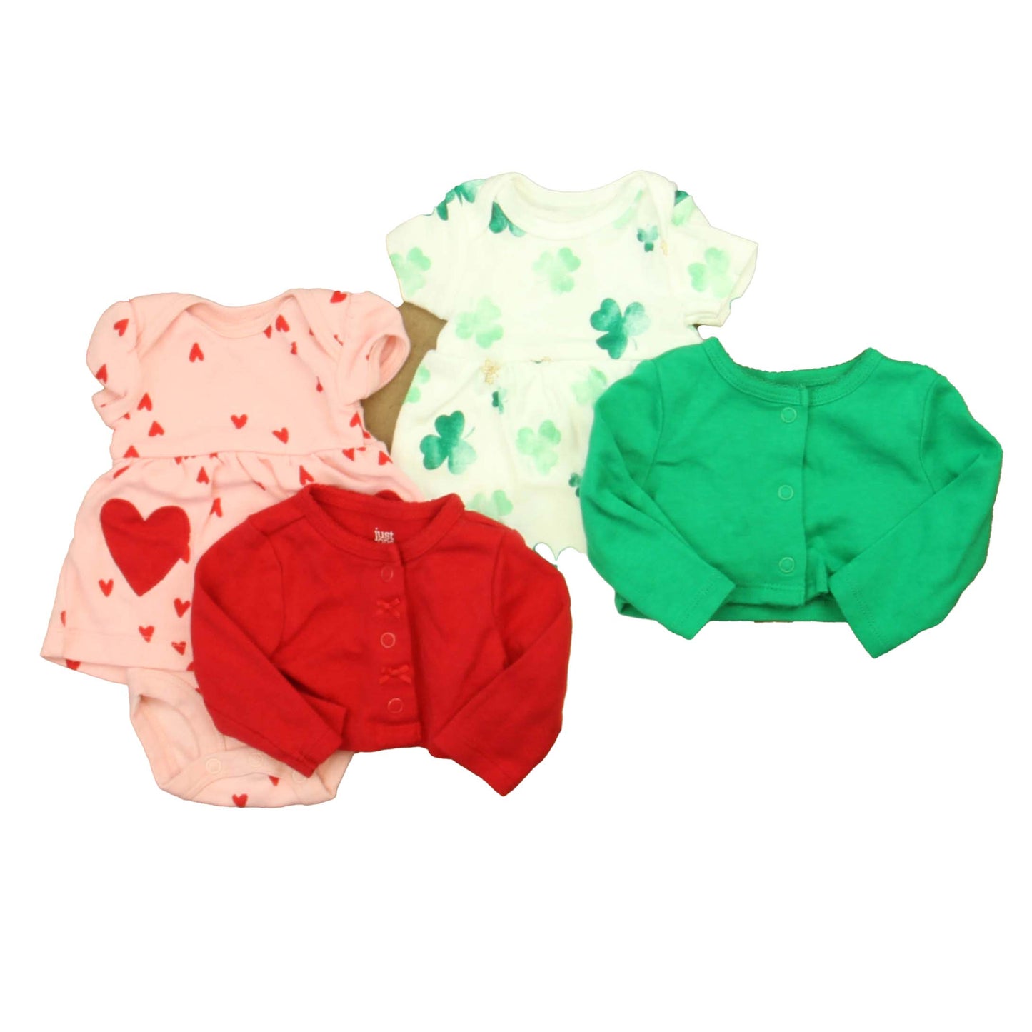 Carter's Girls Red | Green Dress Size: Newborn Red | Green
