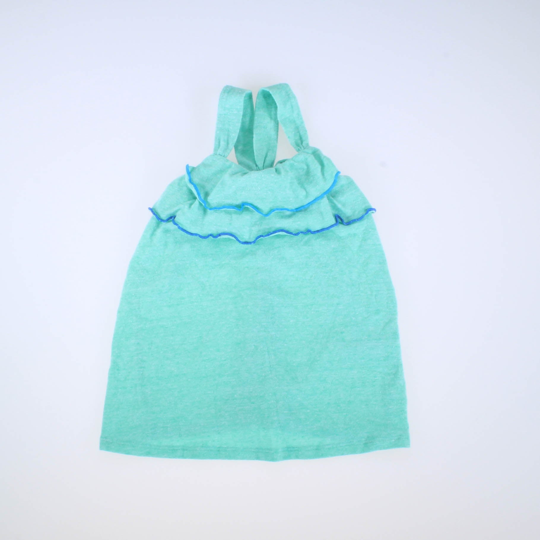 Cat & Jack Girls Green with Blue Detail Dress Size: 12 Months Green with Blue Detail