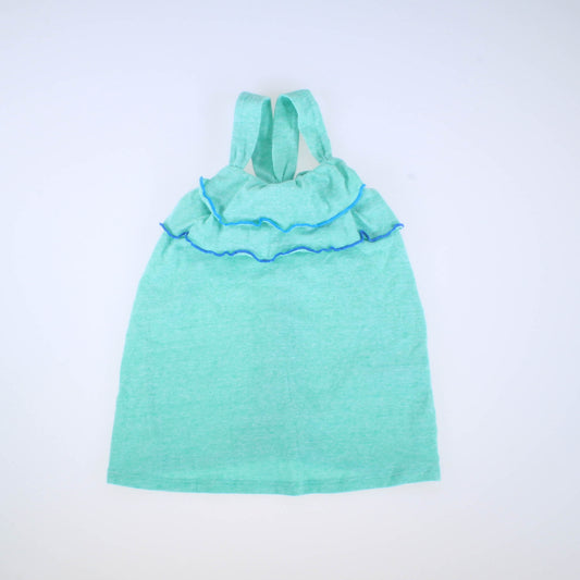 Cat & Jack Girls Green with Blue Detail Dress Size: 12 Months Green with Blue Detail