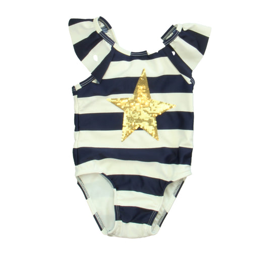 Cat & Jack Girls Navy Stripe 1-piece Swimsuit Size: 12 Months Navy Stripe