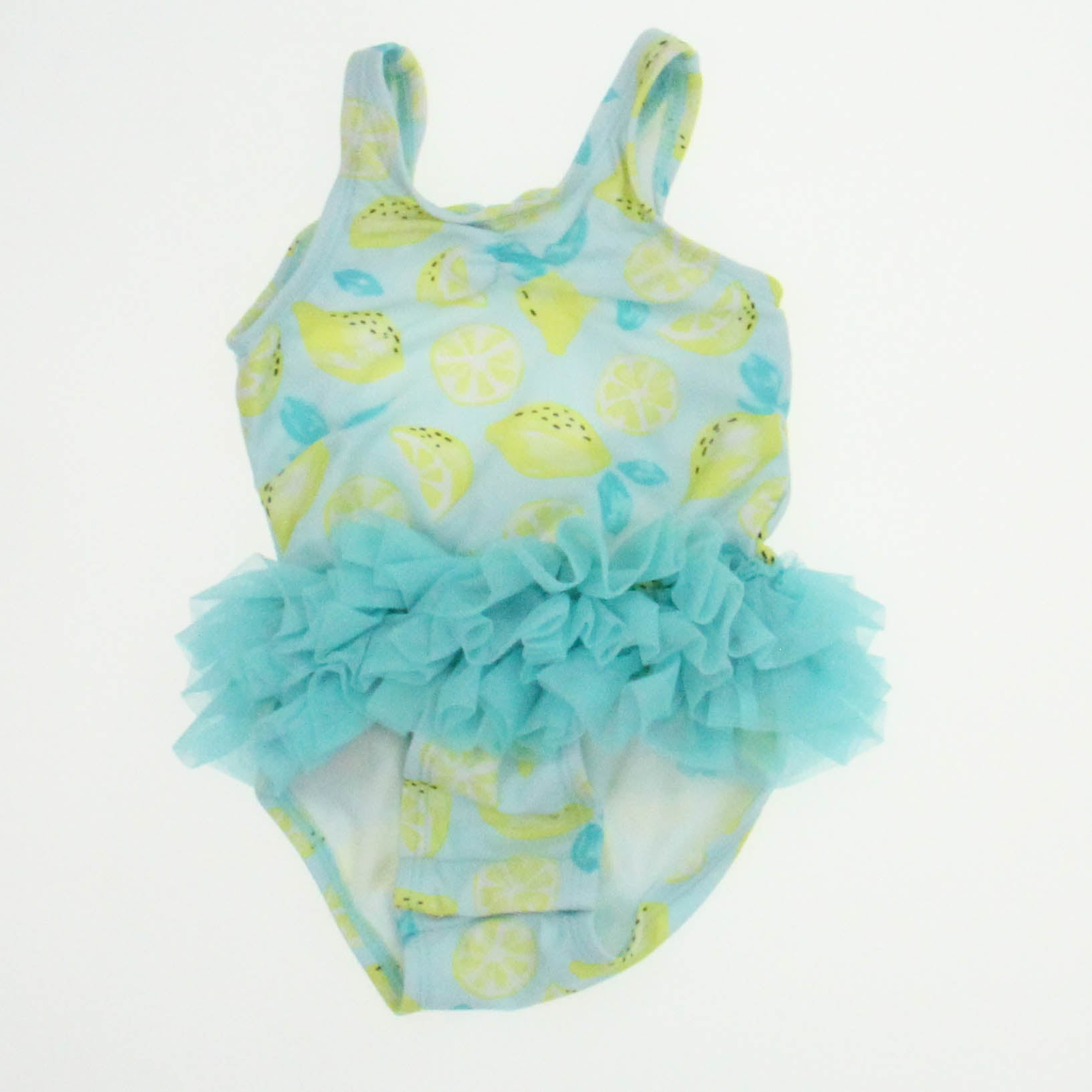 Cat & Jack Girls Aqua Lemons 1-piece Swimsuit Size: 6-9 Months Aqua Lemons