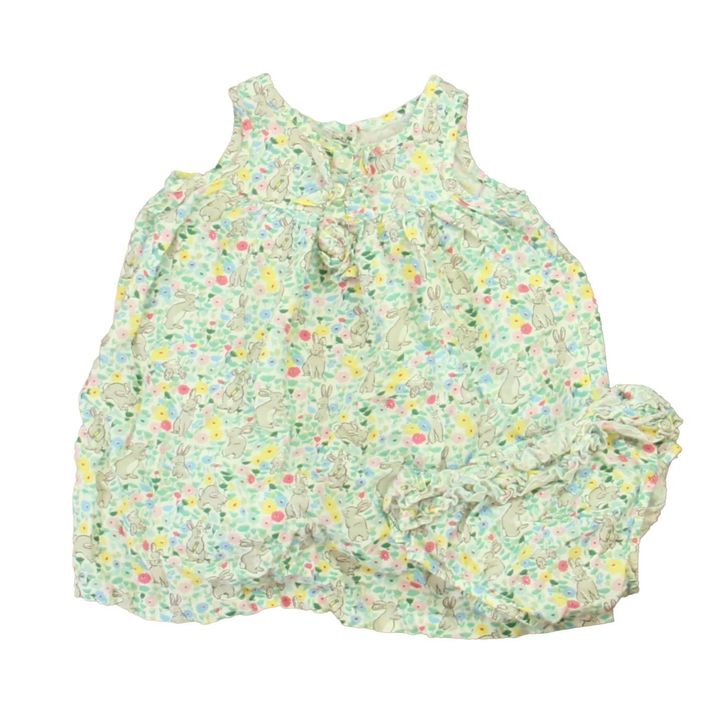 Cath Kids Girls Pink | Blue | Yellow Bunnies Dress Size: 6-12 Months Pink | Blue | Yellow Bunnies