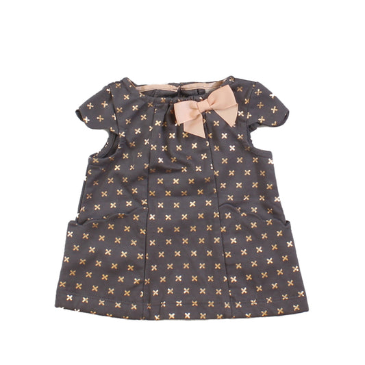 Catherine Malandrino Girls Grey | Pink | Gold Dress Size: 0-3 Months Grey | Pink | Gold