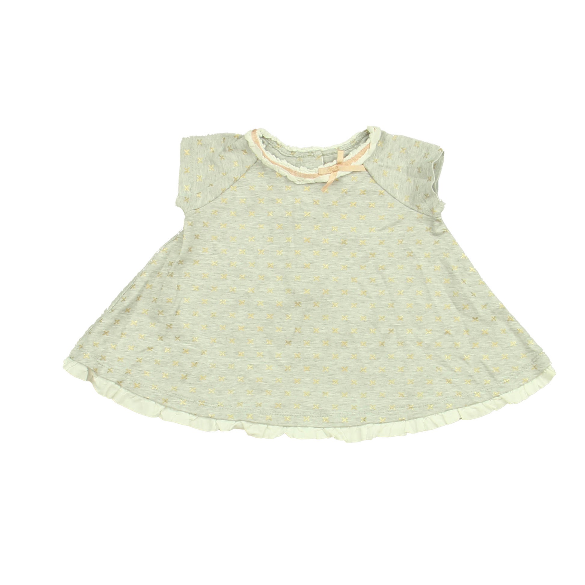 Catherine Malandrino Girls Gray | Gold | Pink Shirt Size: 12 Months Gray | Gold | Pink