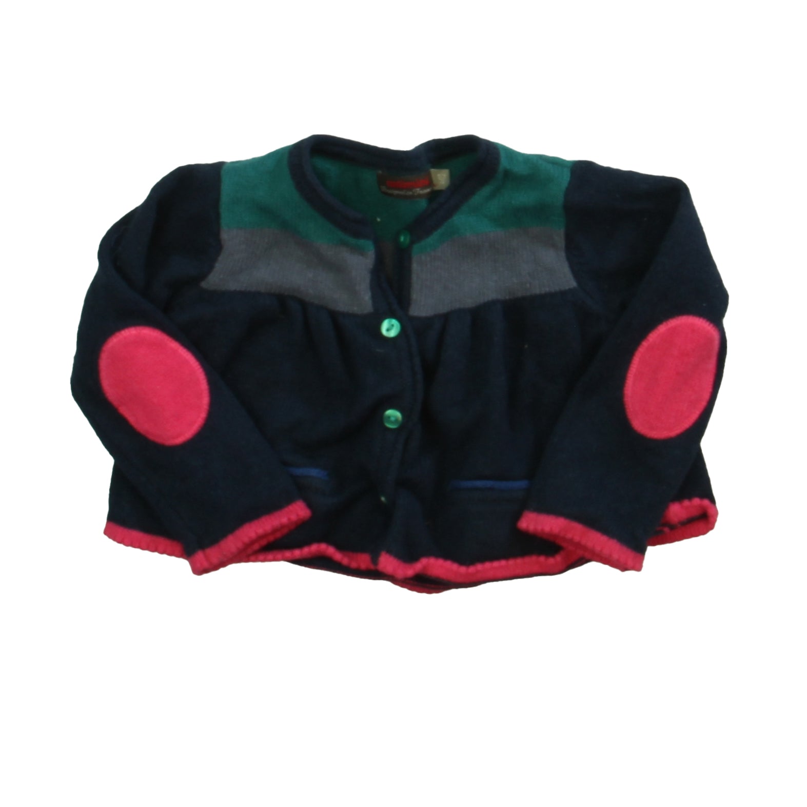 Catimini Girls Navy | Gray | Green Cardigan Size: 12 Months Navy | Gray | Green