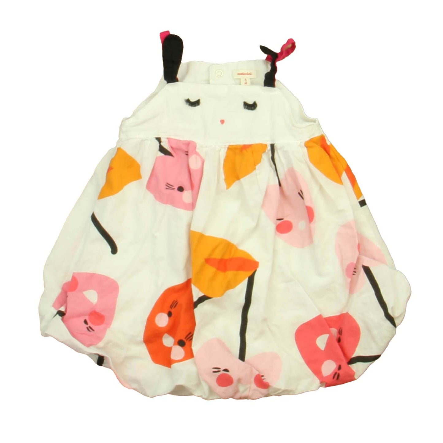 Catimini Girls White | Orange | Pink Cherries Romper Size: 6 Months White | Orange | Pink Cherries