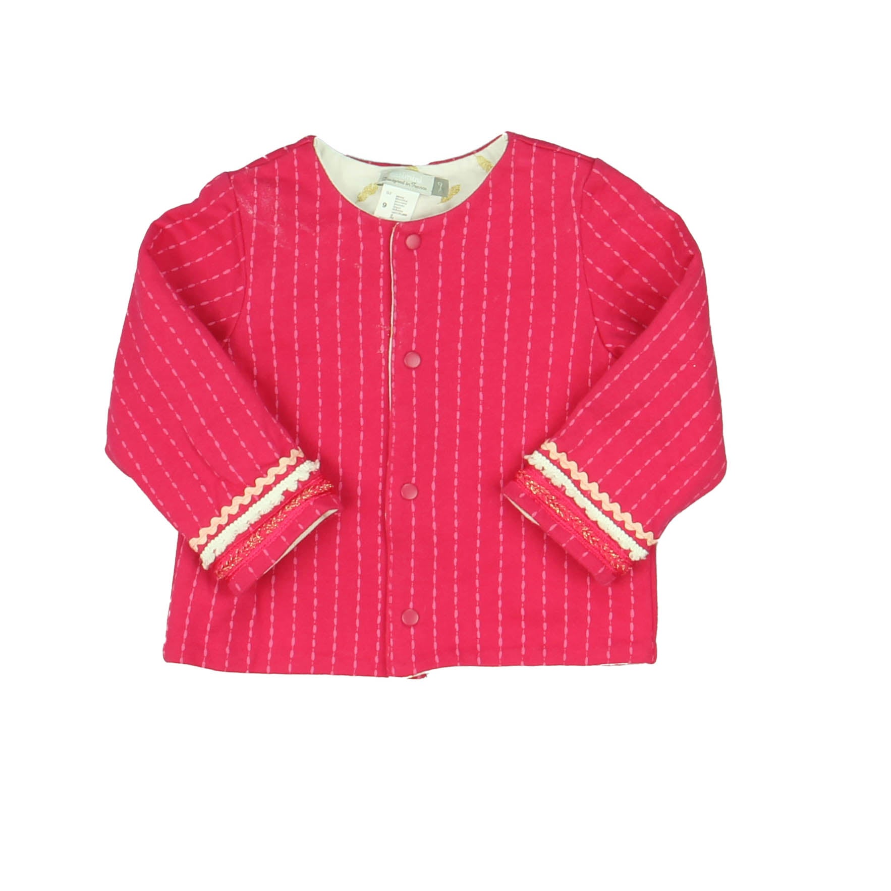 Catimini Girls Pink | White | Gold Cardigan Size: 9 Months Pink | White | Gold