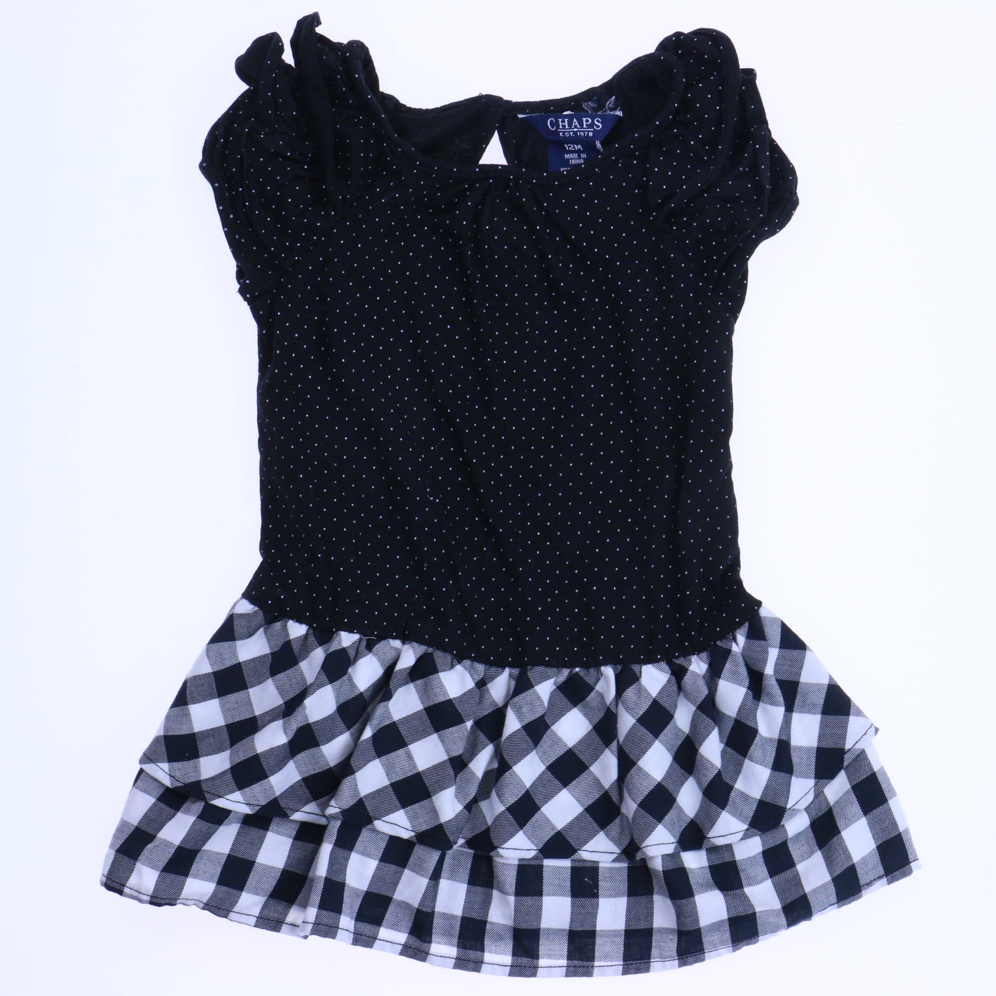 Chaps Girls Black | White Dress Size: 12 Months Black | White