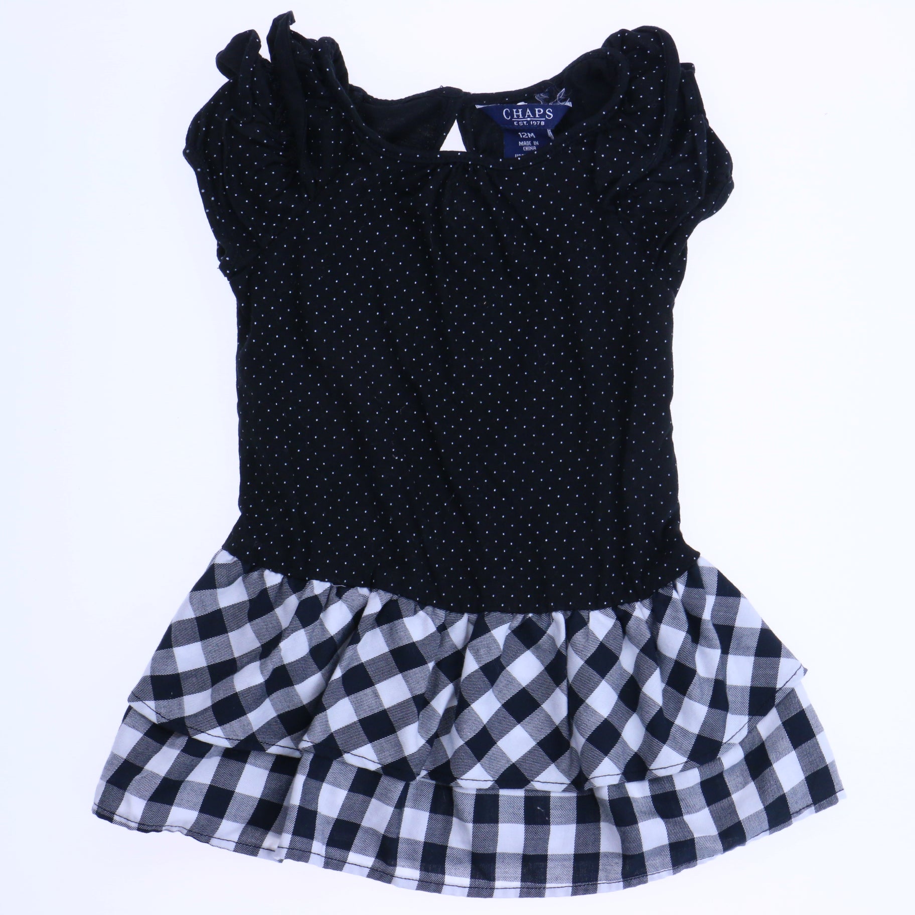Chaps Girls Black | White Dress Size: 12 Months Black | White