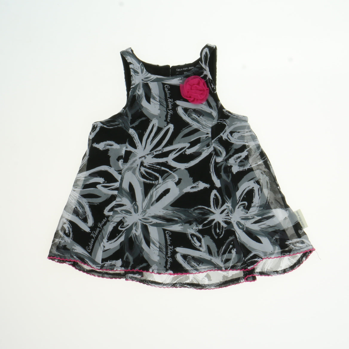Clavin Klein Girls Black | White Flowers Dress Size: 18 Months Black | White Flowers
