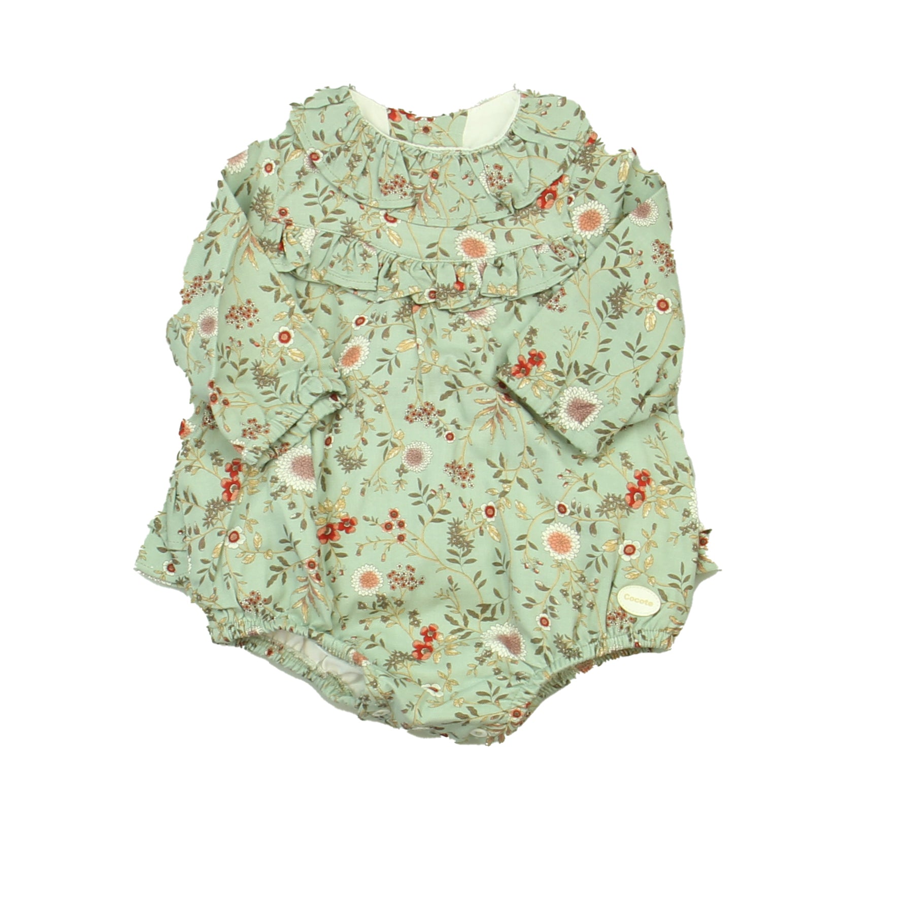 Cocote Girls Blue | Flowers Romper Size: 3 Months Blue | Flowers