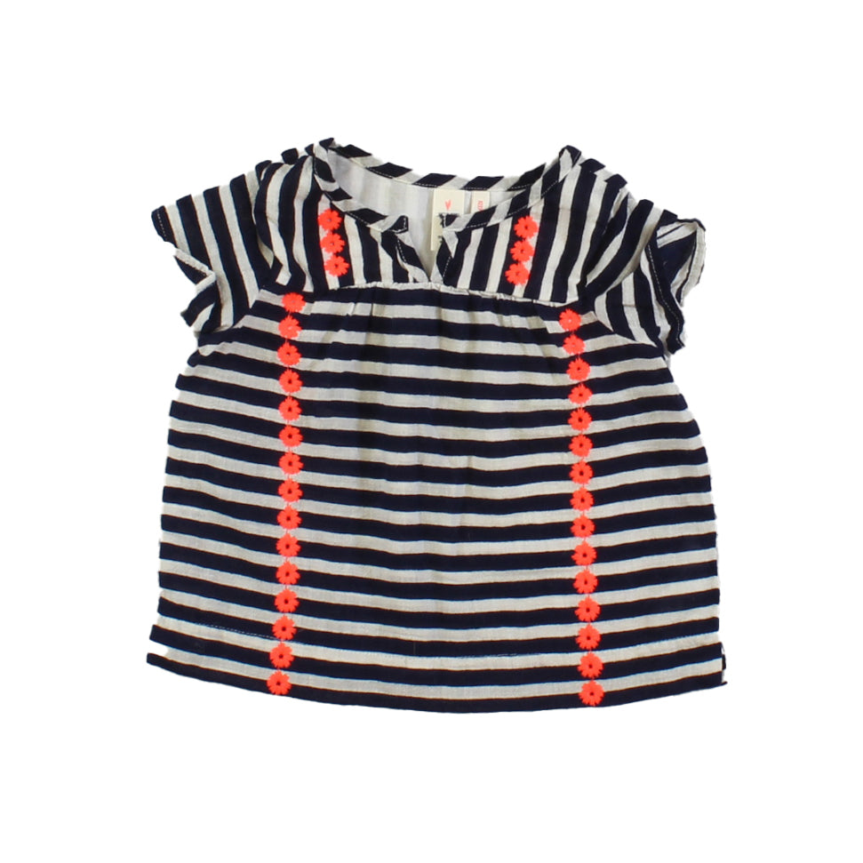 Crewcuts Girls White | Blue | Stripes Blouse Size: 0-6 Months White | Blue | Stripes