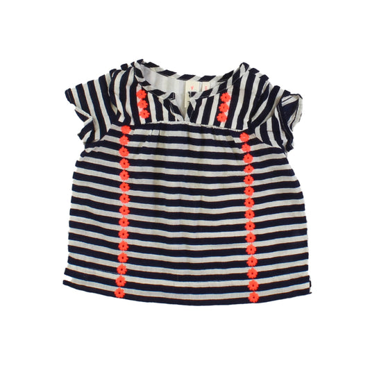 Crewcuts Girls White | Blue | Stripes Blouse Size: 0-6 Months White | Blue | Stripes
