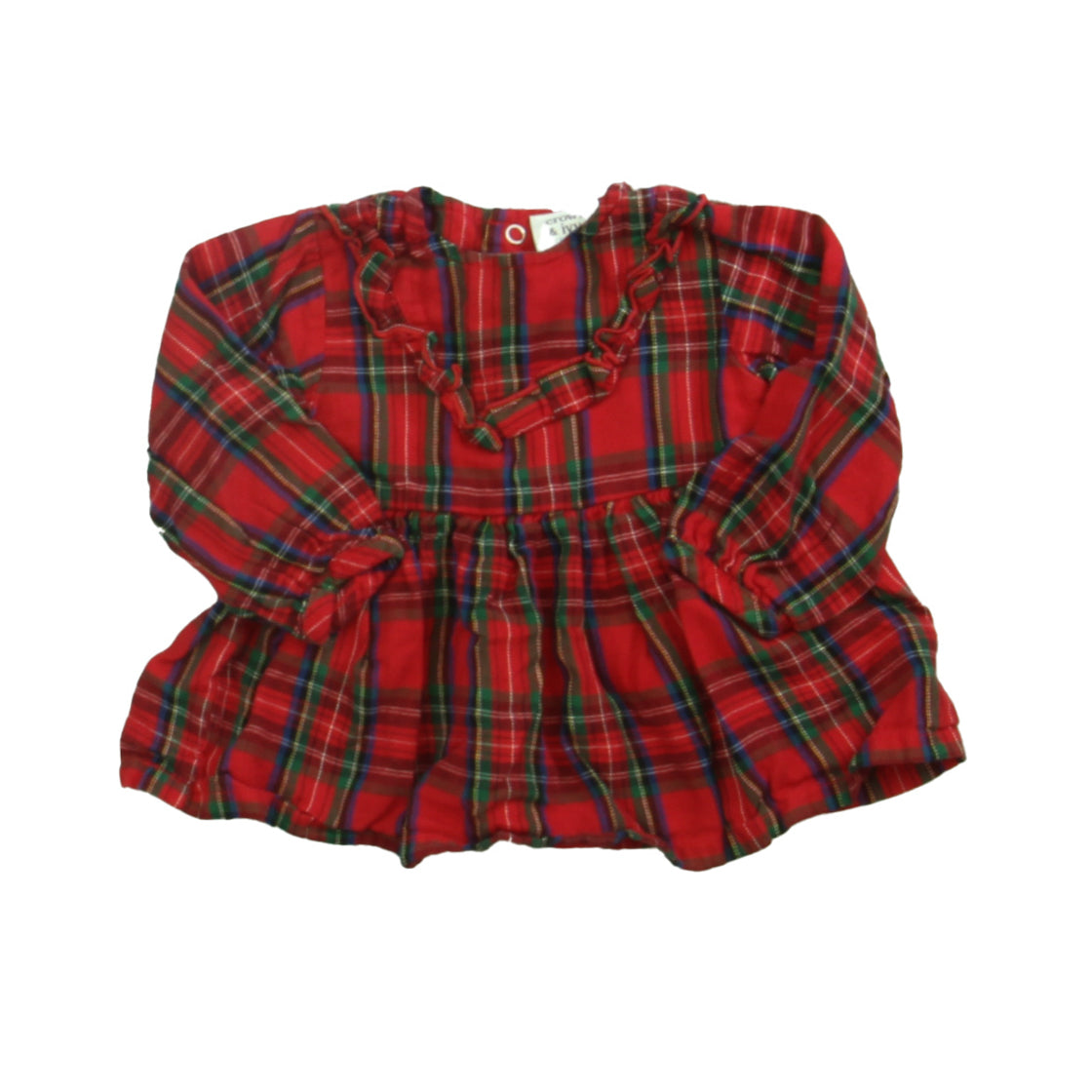 Crown & Ivy Girls Red Plaid Blouse Size: 12 Months Red Plaid