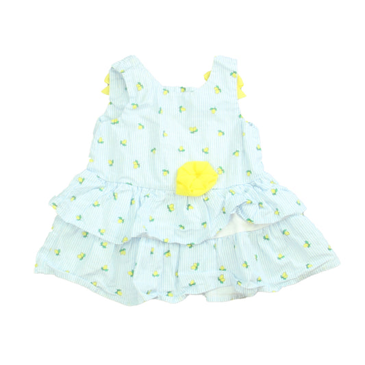 Crown & Ivy Girls White | Blue | Stripes Dress Size: 9 Months White | Blue | Stripes