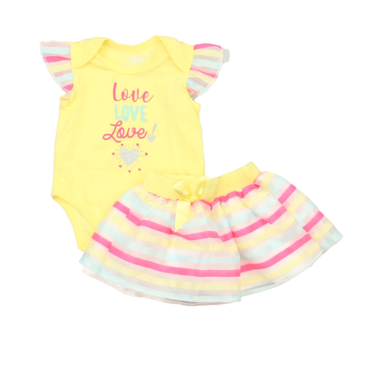 DDG Darlings Girls Yellow | Pink Apparel Sets Size: 0-3 Months Yellow | Pink