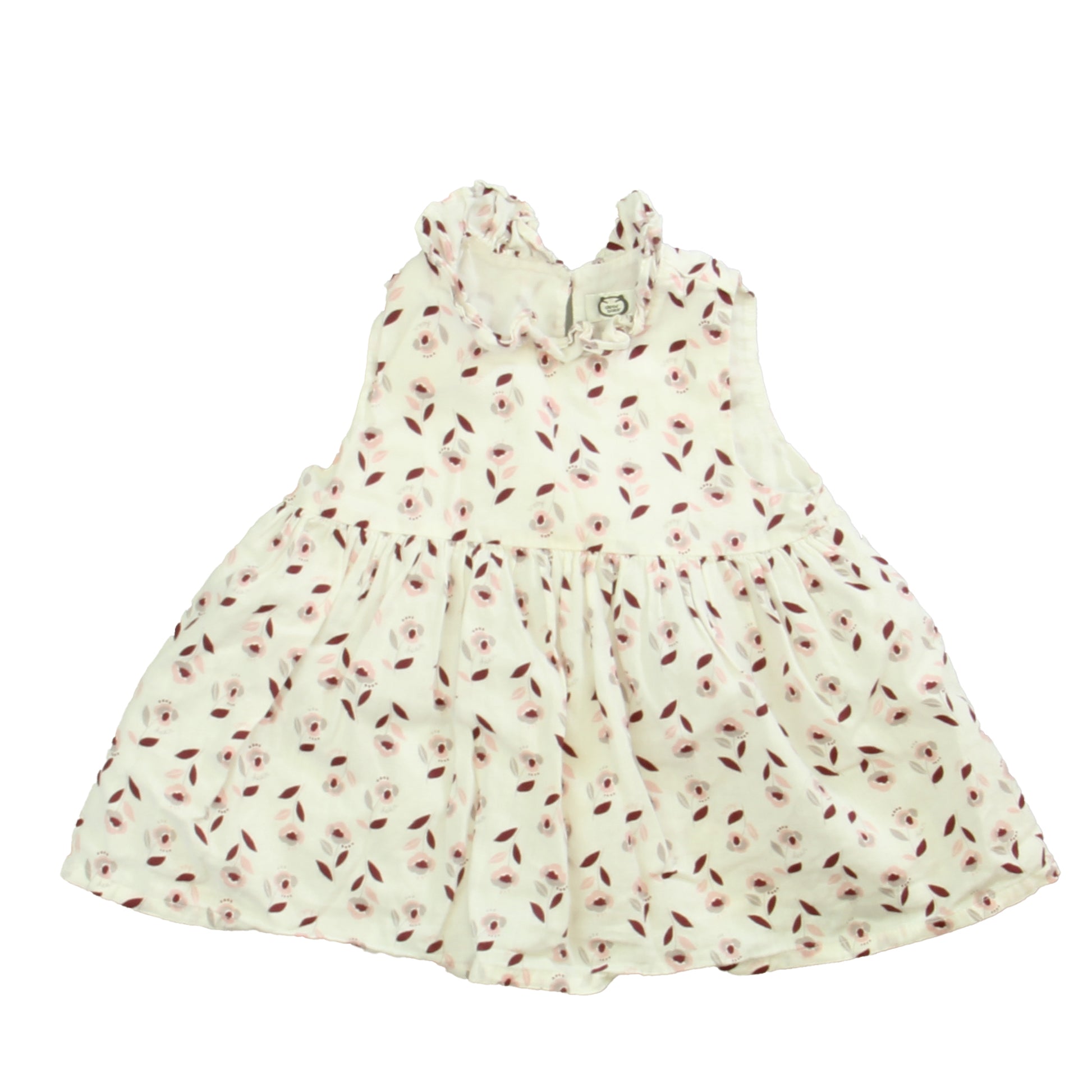 Dear Baby Girls White | Maroon Floral Dress Size: 12-18 Months White | Maroon Floral