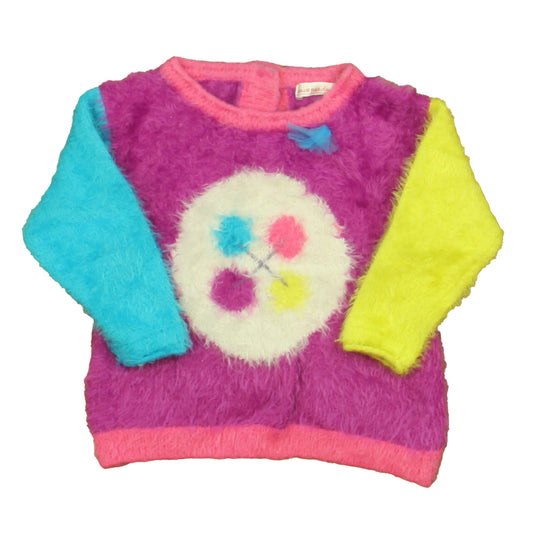 Deux Par Deux Girls Purple | Turquoise | Yellow Sweater Size: 18 Months Purple | Turquoise | Yellow
