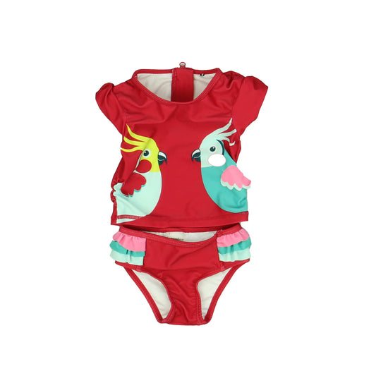 Deux par deux Girls Red | Green 2-piece Swimsuit Size: 3-6 Months Red | Green