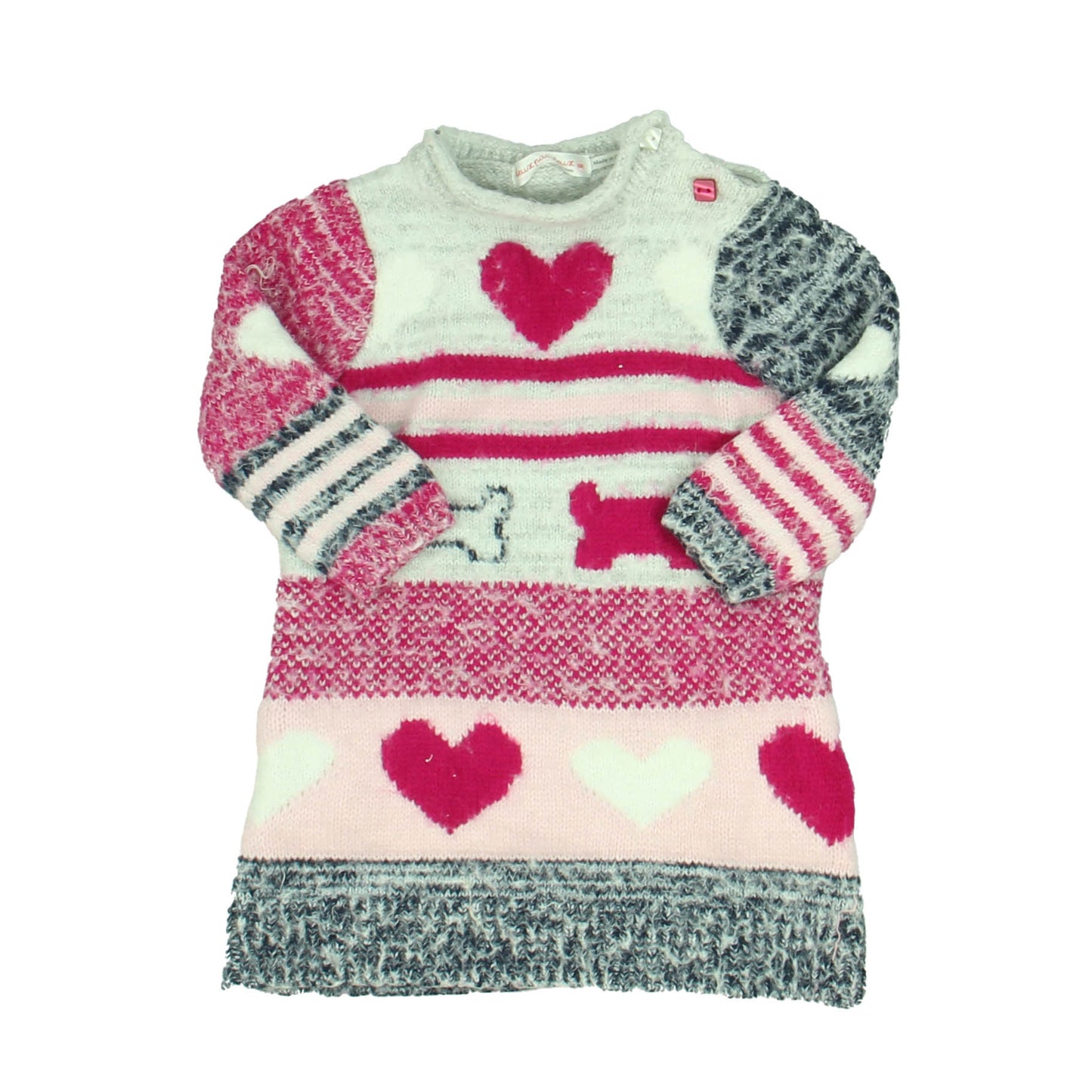 Deux par deux Girls Pink | Gray Sweater Dress Size: 6 Months Pink | Gray