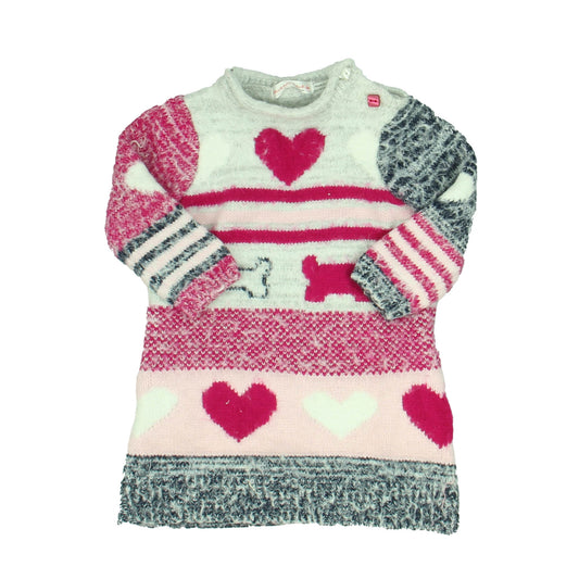 Deux par deux Girls Pink | Gray Sweater Dress Size: 6 Months Pink | Gray