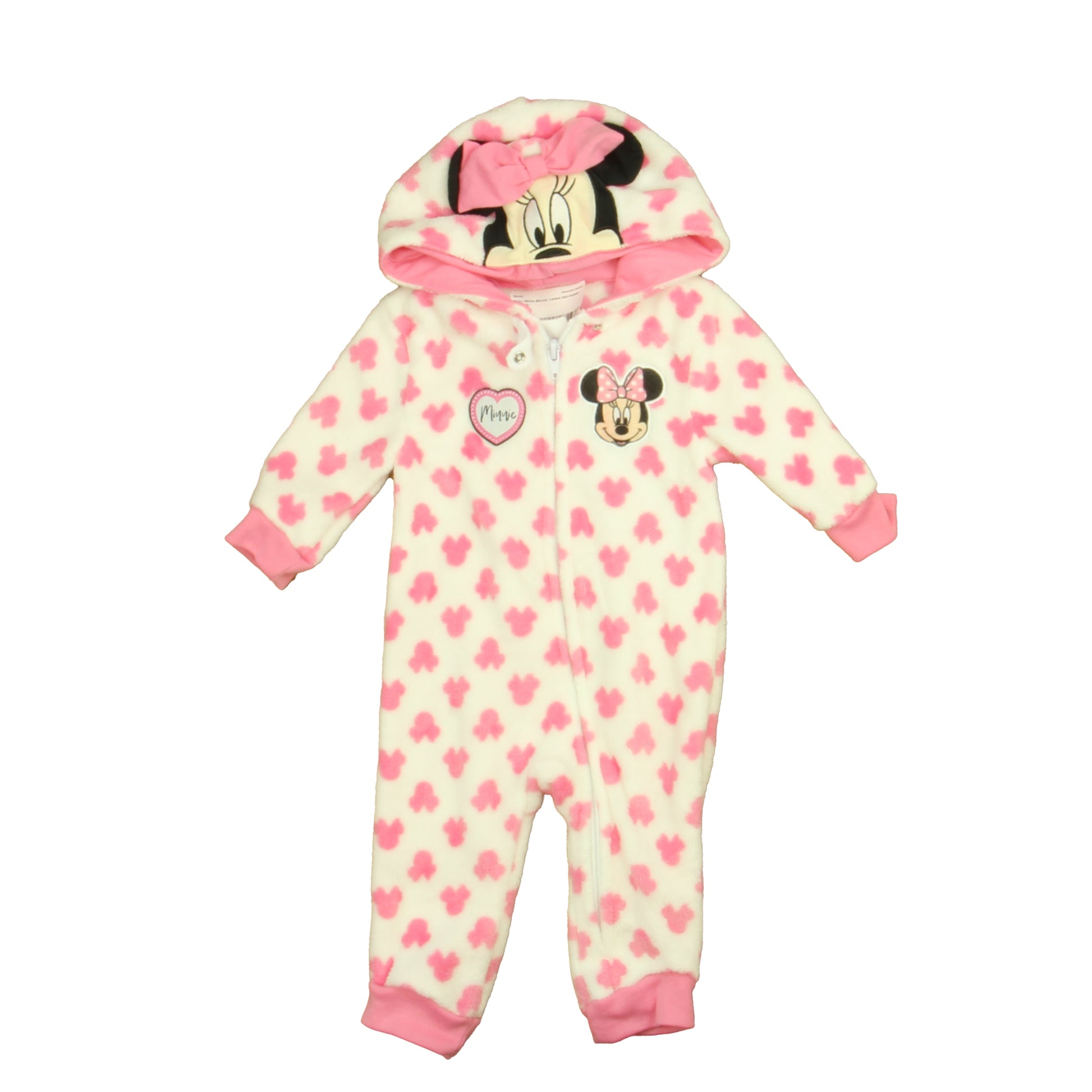 Disney Girls Pink | White Minnie 1-piece Non-footed Pajamas Size: 6-9 Months Pink | White Minnie
