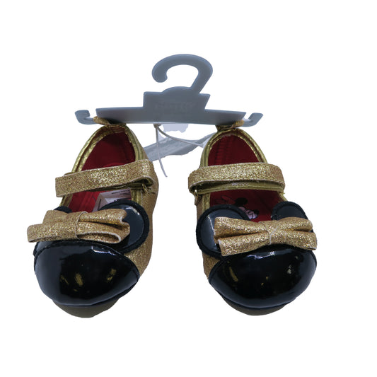 Disney "Minnie" Girls Gold | Black Shoes Size: 0-6 Months Gold | Black