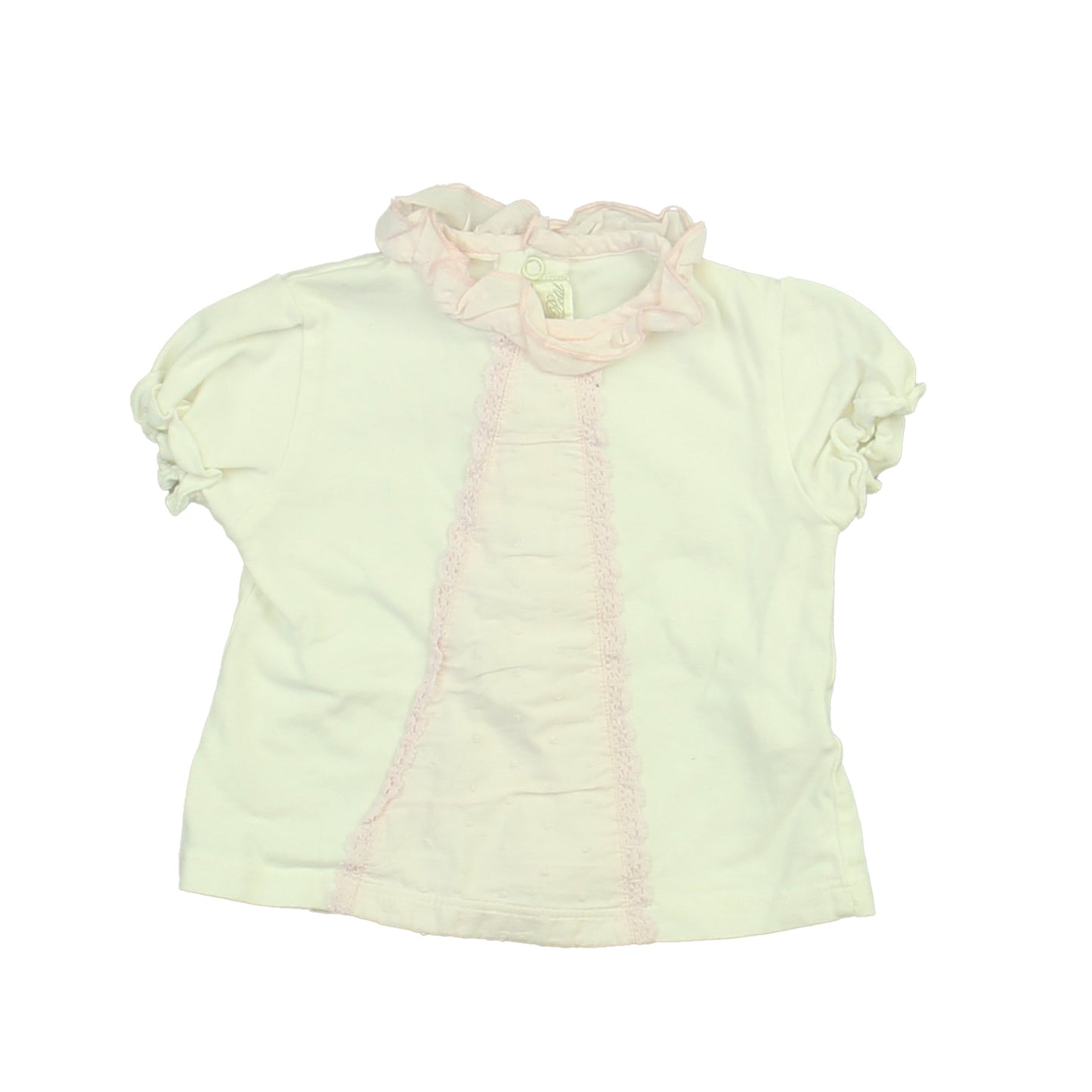 Dolce Petit Girls White Short Sleeve Shirt Size: 12 Months White