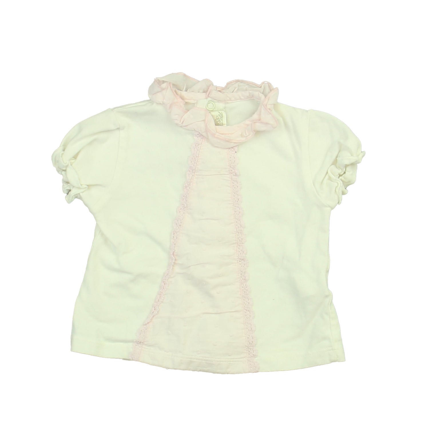 Dolce Petit Girls White Short Sleeve Shirt Size: 12 Months White