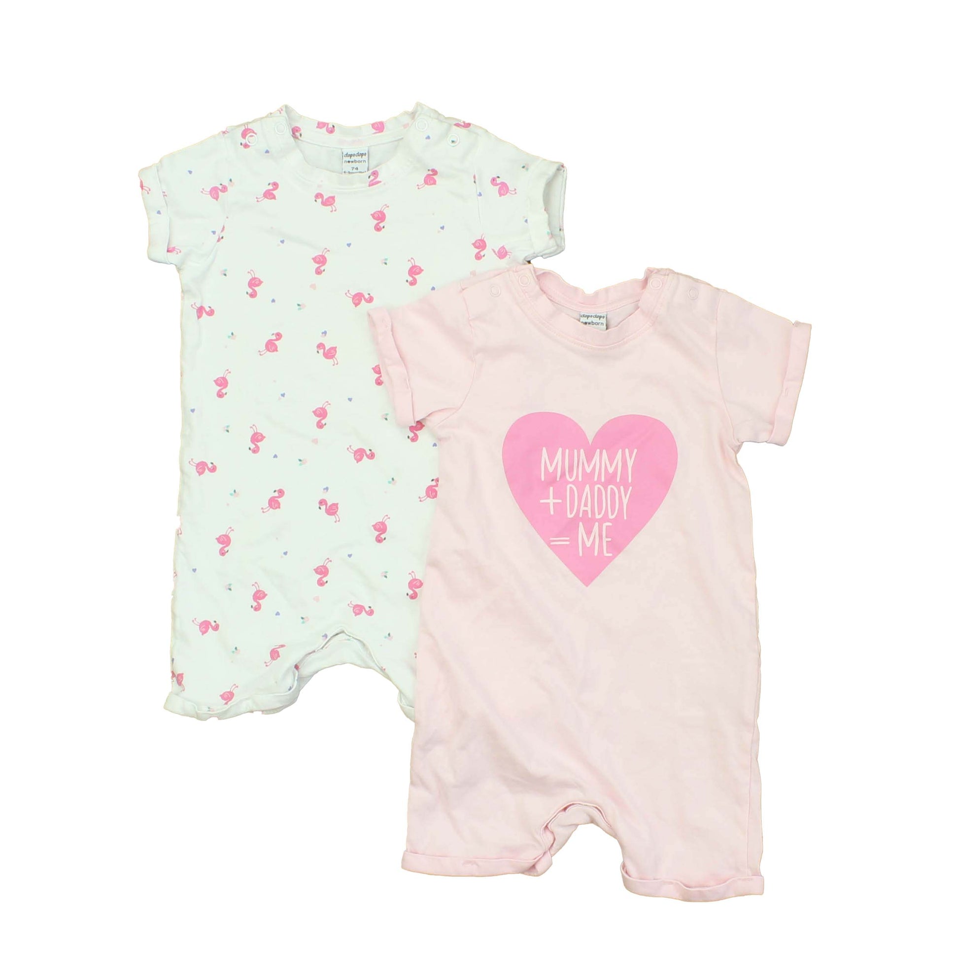 DopoDopo Girls White | PInk 1-piece Non-footed Pajamas Size: New Born White | PInk