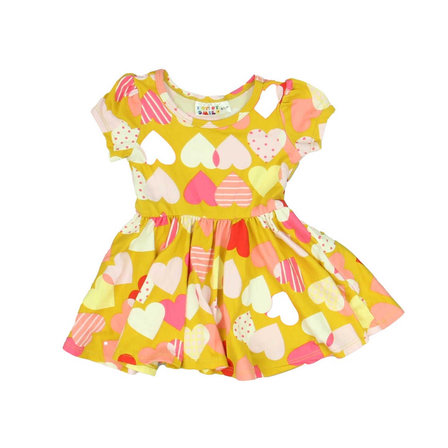 DotDot Smile Girls Yellow Hearts Dress Size: 6-12 Months Yellow Hearts