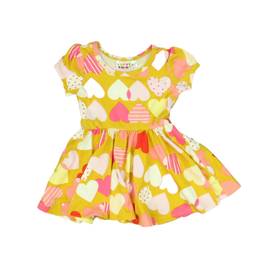 DotDot Smile Girls Yellow Hearts Dress Size: 6-12 Months Yellow Hearts