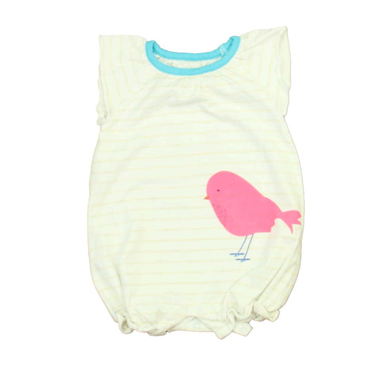 Egg Girls White Stripe | Pink Bird Romper Size: 3-6 Months White Stripe | Pink Bird