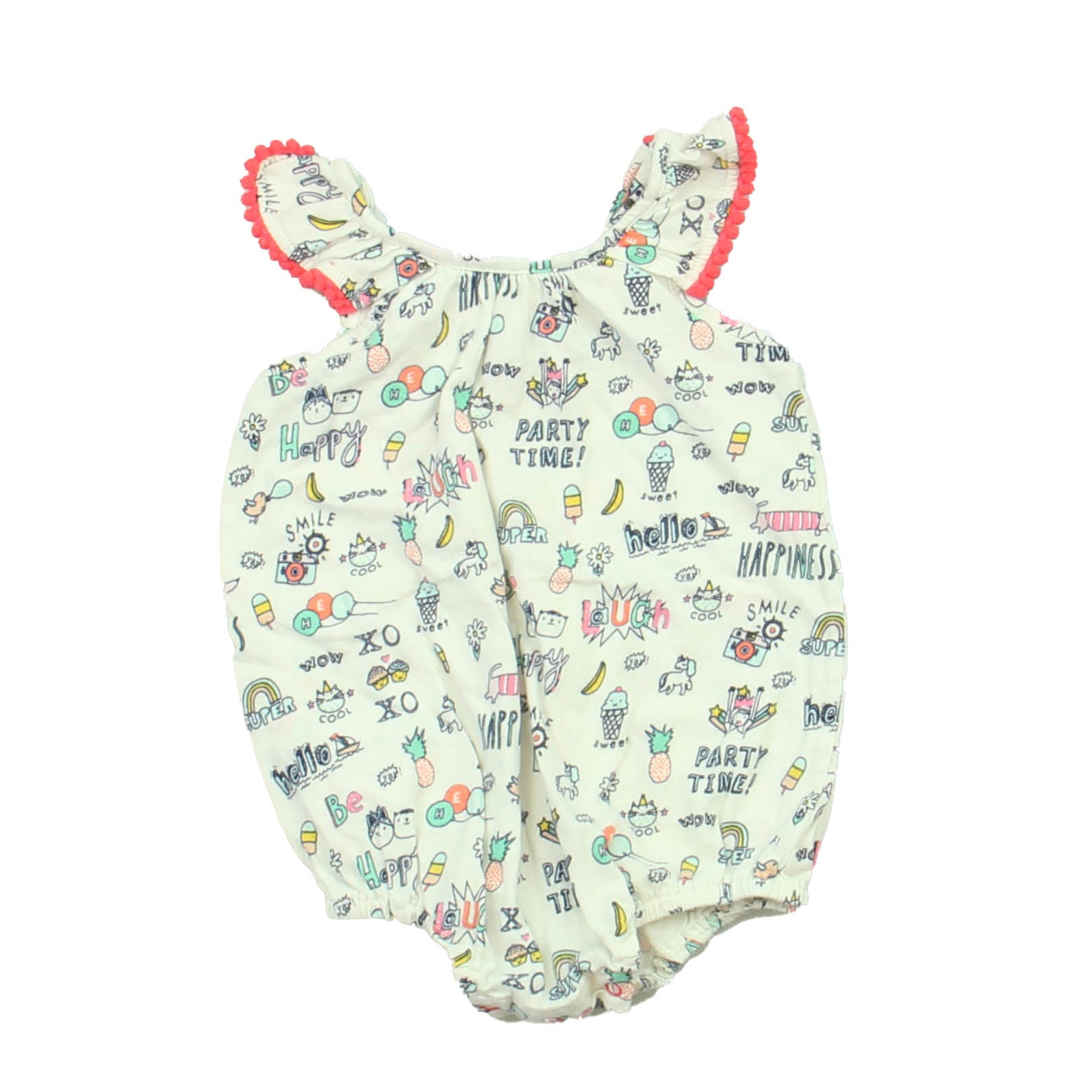 Egg Girls White | Pink | Multi Romper Size: 3 Months White | Pink | Multi